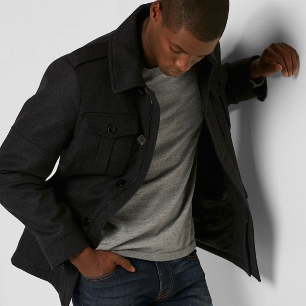 Wool Four-Pocket Military Coat